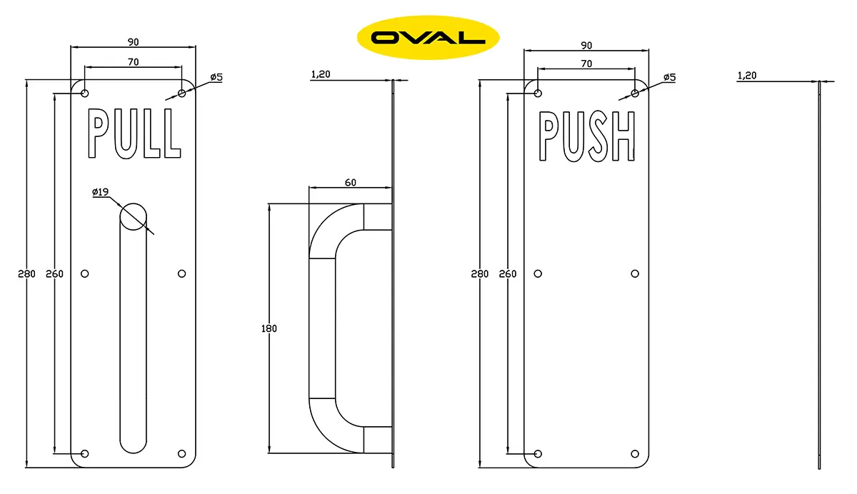 bản vẽ kỹ thuật tay nắm pull push