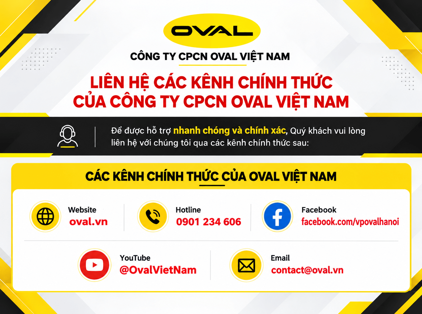 Liên hệ các kênh chính thức tại Oval VN Liên hệ các kênh chính thức tại Oval VN